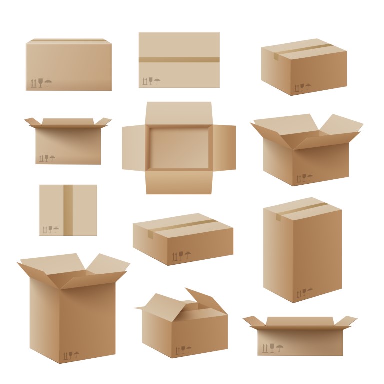 Set,Of,Recycling,Cardboard,Brown,Delivery,Boxes,Or,Postal,Parcel