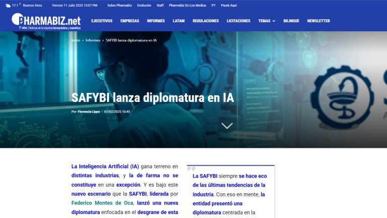 Lee más sobre el artículo Pharmabiz – SAFYBI lanza Diplomatura en IA